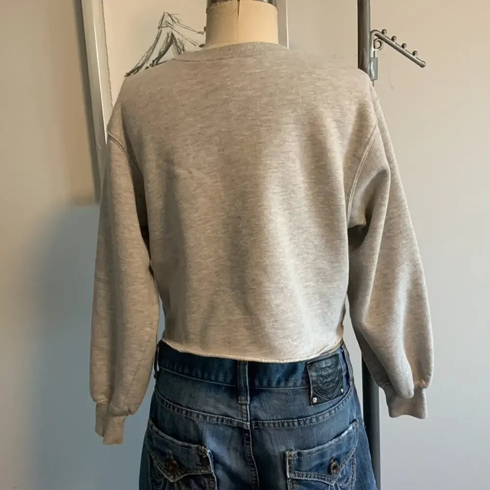 Crop Cheer Bear Care Bear Sweatshirt Gray Midriff XS Womens 80s Kidcore - Picture 4 of 8